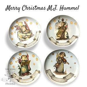 M.J. Hummel Christmas Plates 1987-1990 | 4 Plate Collection